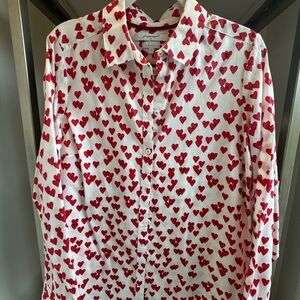 Foxcroft Red Heart Pattern Shirt
